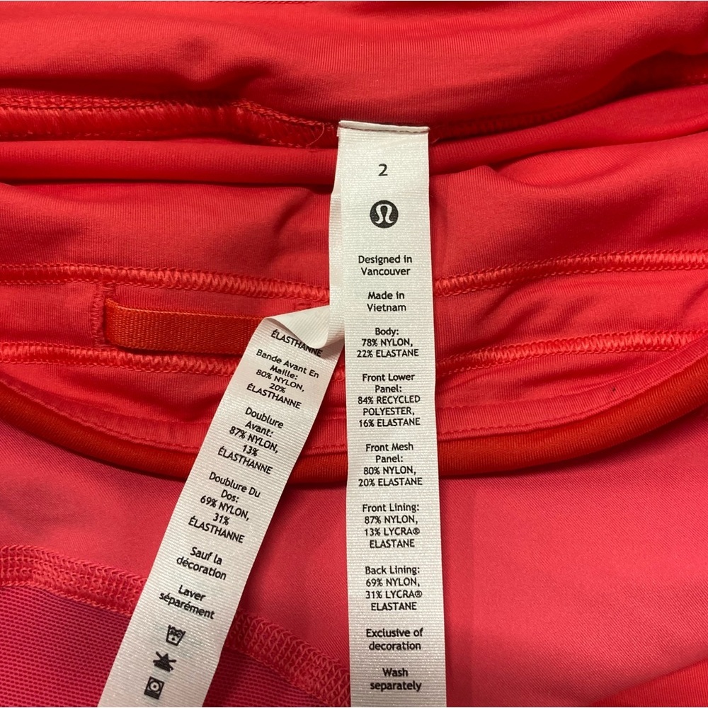 lululemon Tennis Skirt Size 2 Red Pink Asymmetrical Layered High Rise Skirt NWT - Picture 9 of 13